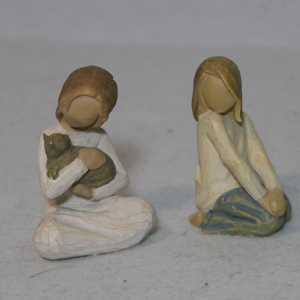 Willow Tree Figurines S Tan Kindness Cat & Joyful Farmhouse Rustic Shabby Chic